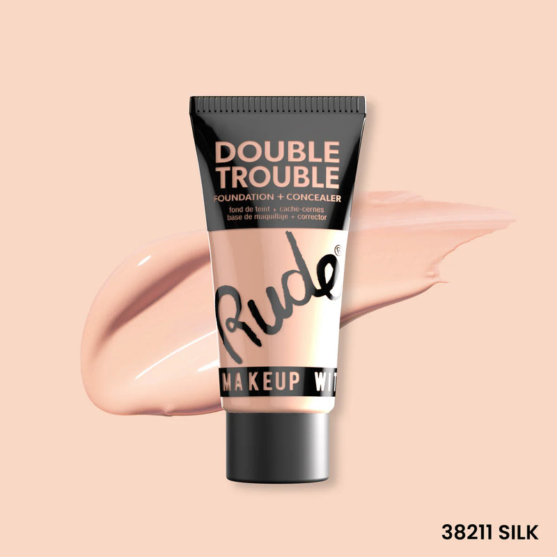 BASE DE MAQUILLAJE Y CORRECTOR DOUBLE TROUBLE