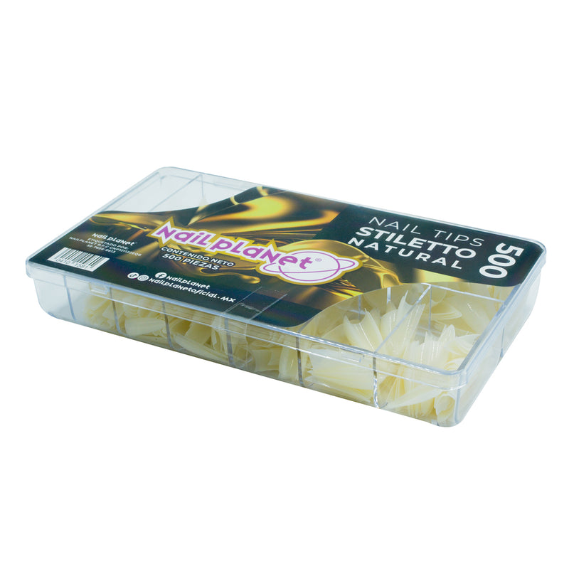 STILETTO NATURAL 500 PZS -NAIL PLANET