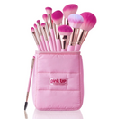 Cosmetiquera Pink Puffer Brushes Set 12 pinceles