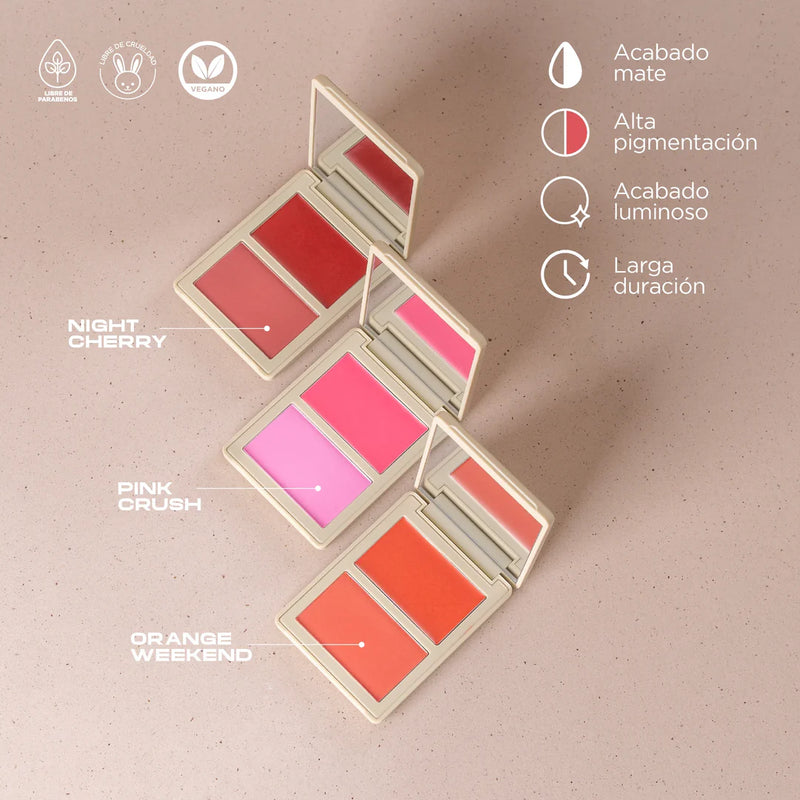 RUBOR EN DUO CREMA Y POLVO COMPACTO