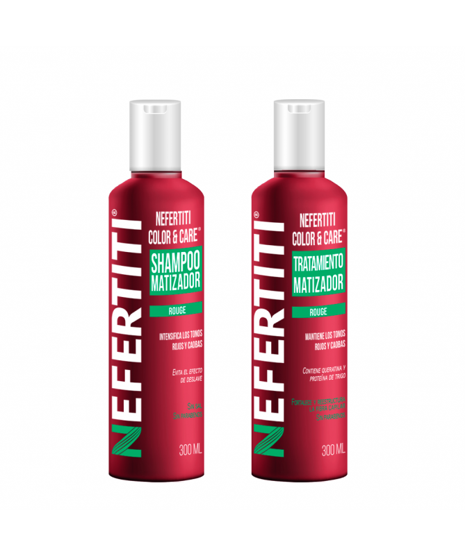 NEFERTITI-SHAMPOO Y TRATAMIENTO MATIZADOR COLOR & CARE ROUGE 300 ML